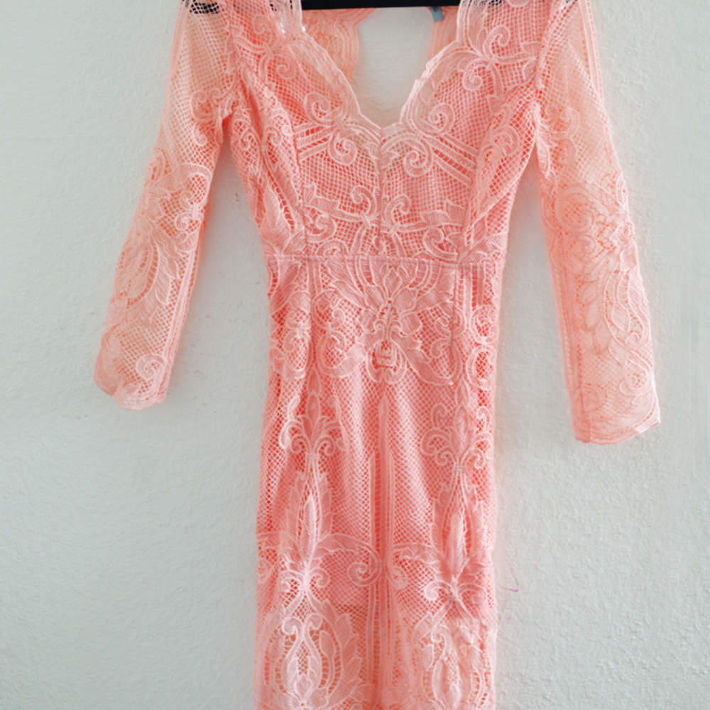 Pink Ornate Lace Dress Size Small - Picture 2 of 8